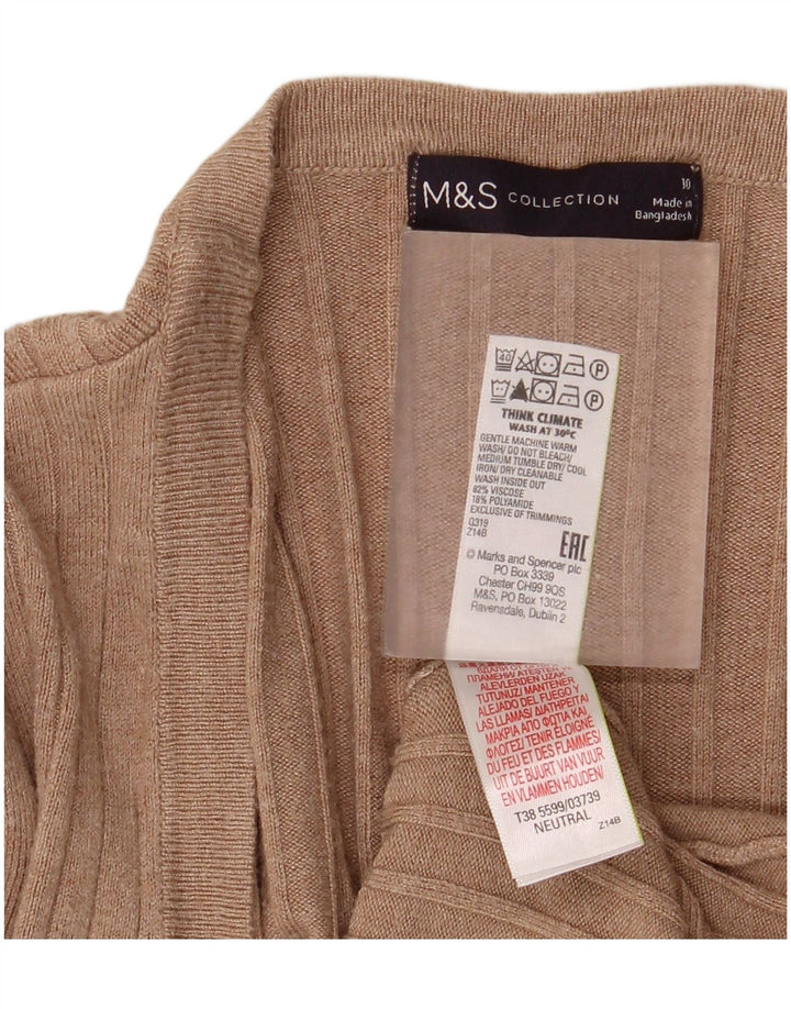 Maglione cardigan aperto lungo da donna Marks & Spencer UK 10 piccolo Beige