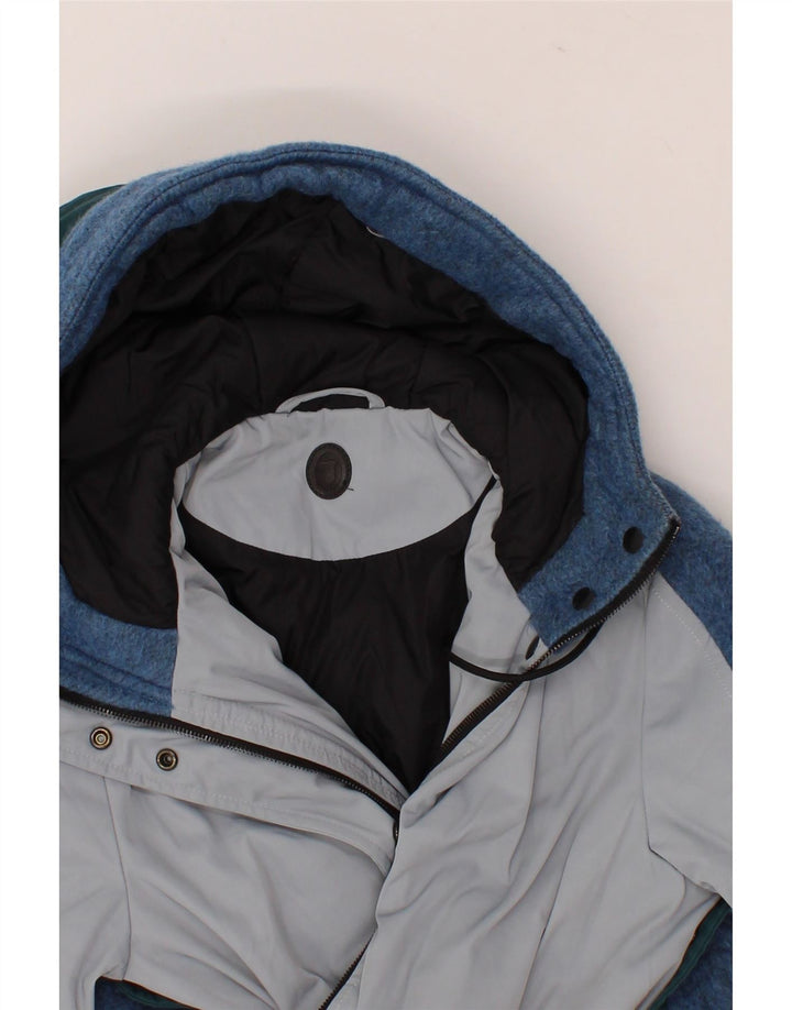 TRUSSARDI Womens Hooded Windbreaker Jacket EU 38 Medium Grey Colourblock Vintage Trussardi and Second-Hand Trussardi from Messina Hembry 