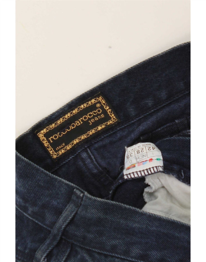 Jeans dritti corti da donna Roccobarocco IT 42 medio W28 L25 blu navy