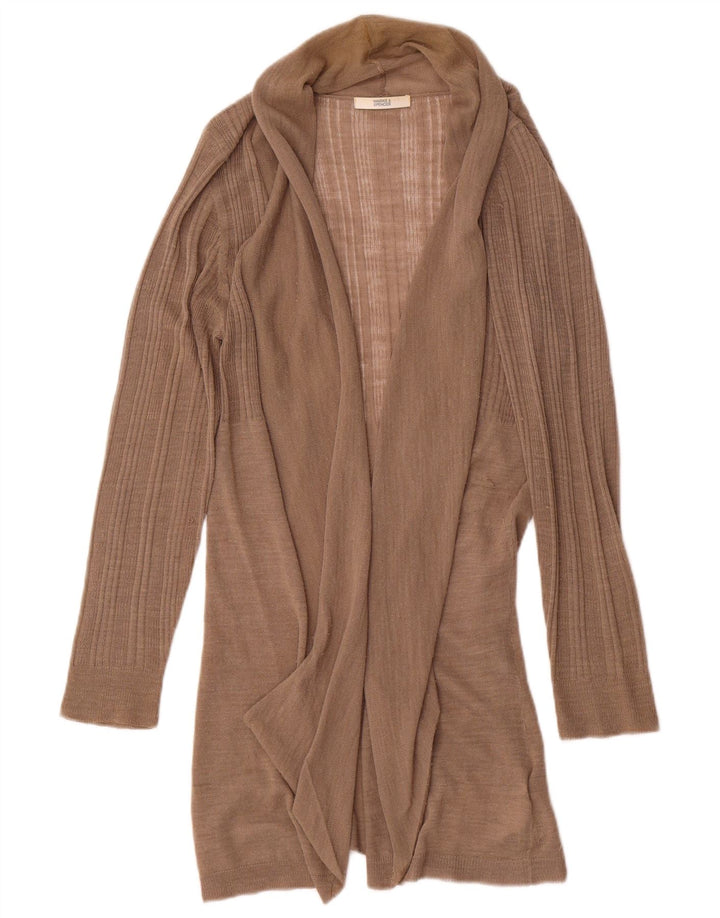 Maglione cardigan aperto lungo da donna Marks & Spencer UK 14 Marrone medio