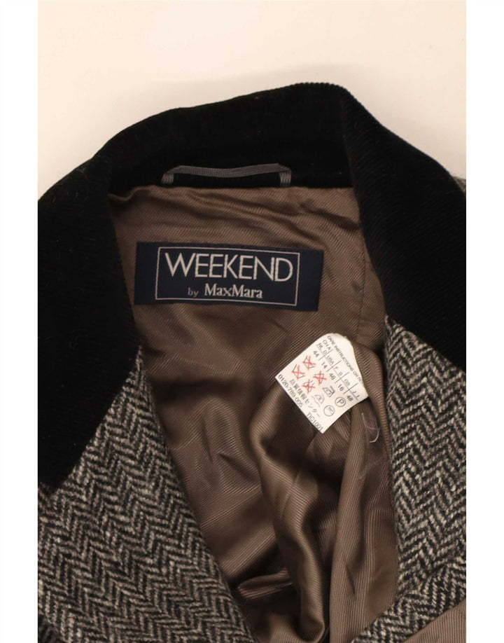Giacca blazer a 3 bottoni Max Mara da donna Weekend UK 16 Large Grey Herringbone