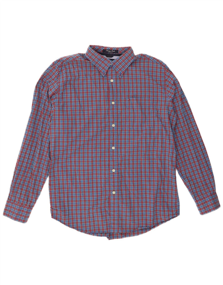 TOMMY HILFIGER Camicia Heritage da uomo in cotone a quadri blu grandi