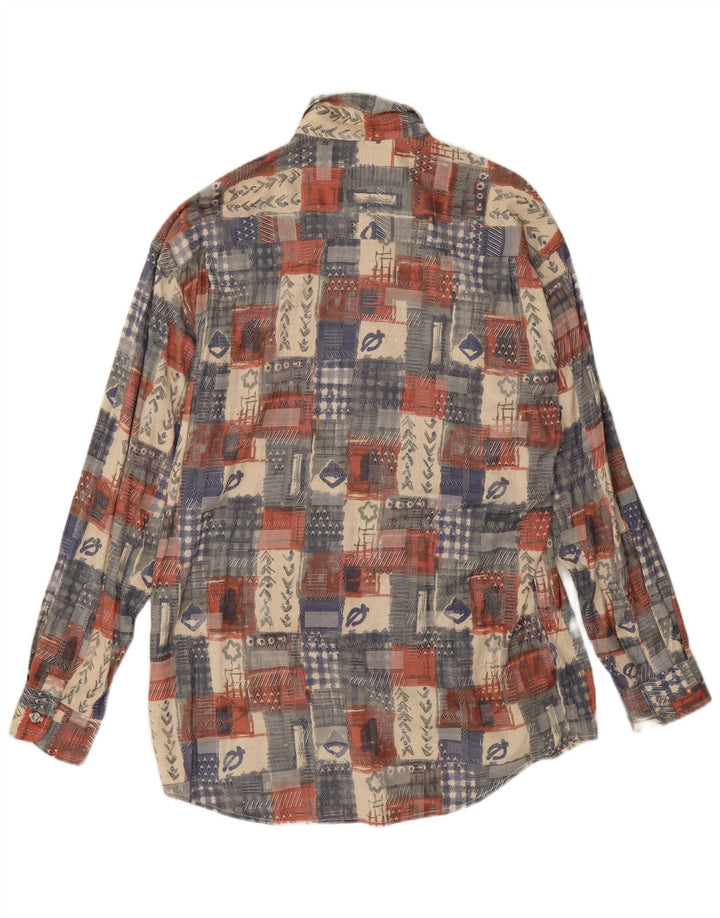 Camicia da uomo Canda taglia 41/42 16 1/2 grande viscosa patchwork multicolore