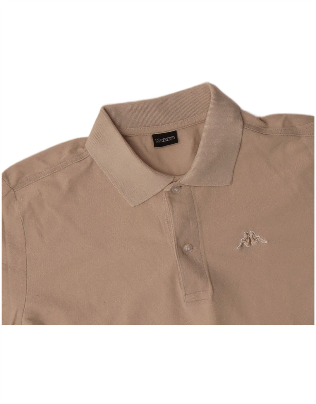 Polo KAPPA da uomo a manica lunga piccola in cotone beige