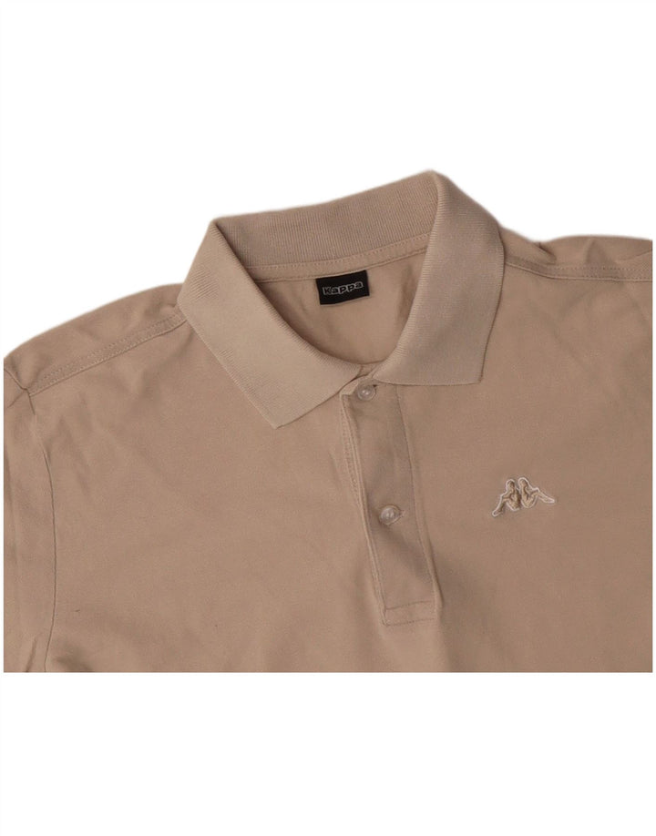 Polo KAPPA da uomo a manica lunga piccola in cotone beige