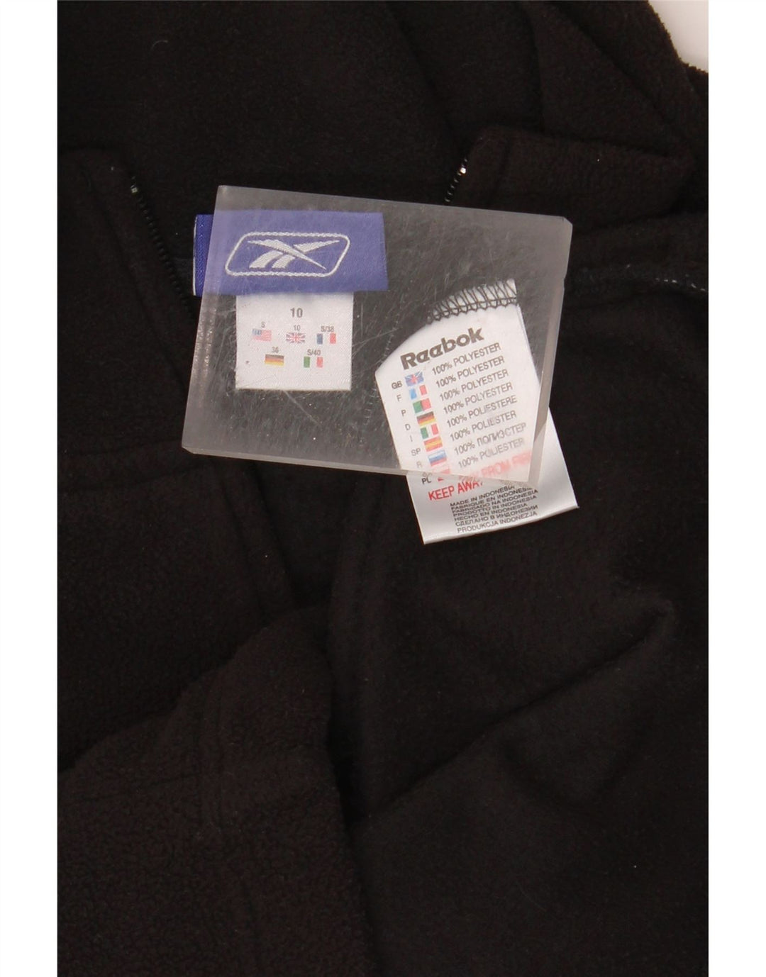 Giacca in pile REEBOK da donna UK 10 Small Nero Poliestere