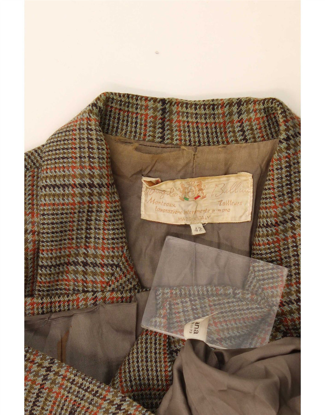 Giacca blazer vintage da donna a 2 bottoni IT 42 in lana pied de poule verde medio