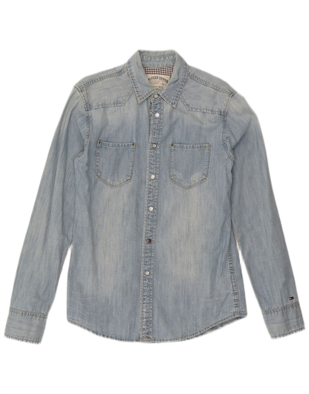 Camicia di jeans da uomo Tommy Hilfiger piccola in cotone blu