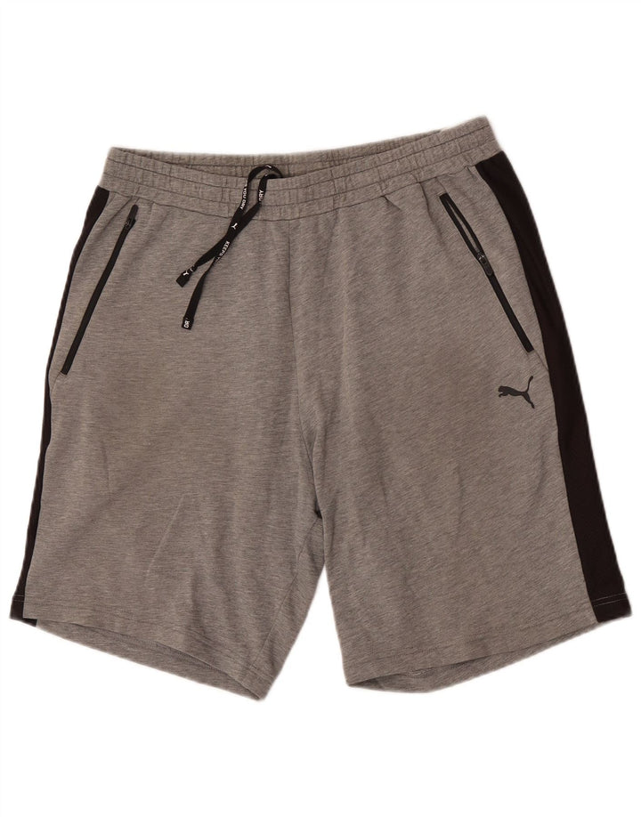 Pantaloncini sportivi da uomo Puma Large in cotone color block grigio