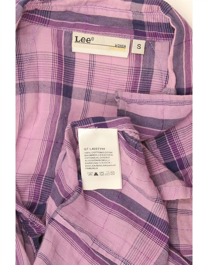 Camicia da donna Lee UK 10 piccolo cotone scozzese viola