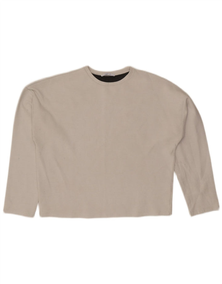 Top Zara da donna oversize a maniche lunghe UK 10 piccolo grigio
