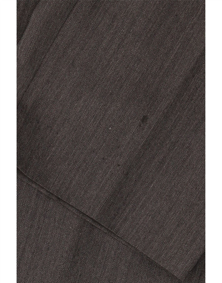 Pantaloni da abito dritti da uomo Marks & Spencer W36 L31 in lana a spina di pesce grigia