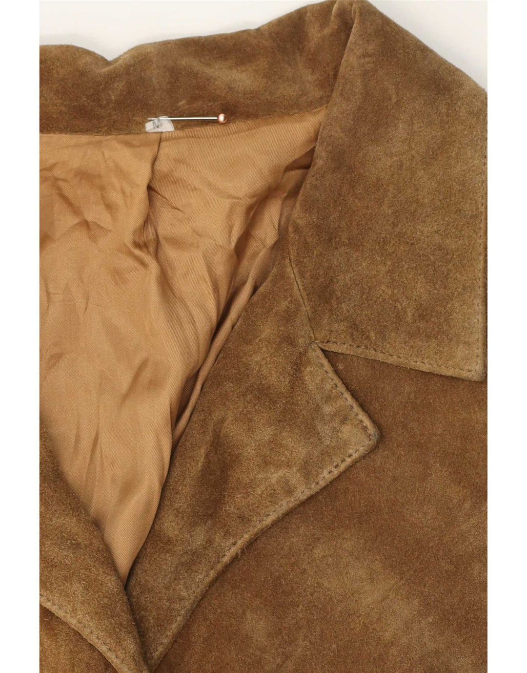 Giacca vintage da donna in pelle scamosciata vestibilità ampia UK 14 marrone medio