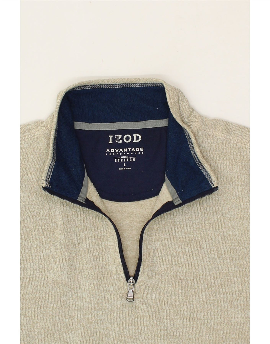 IZOD Mens Zip Neck Sweatshirt Jumper Large Beige Flecked Vintage Izod and Second-Hand Izod from Messina Hembry 