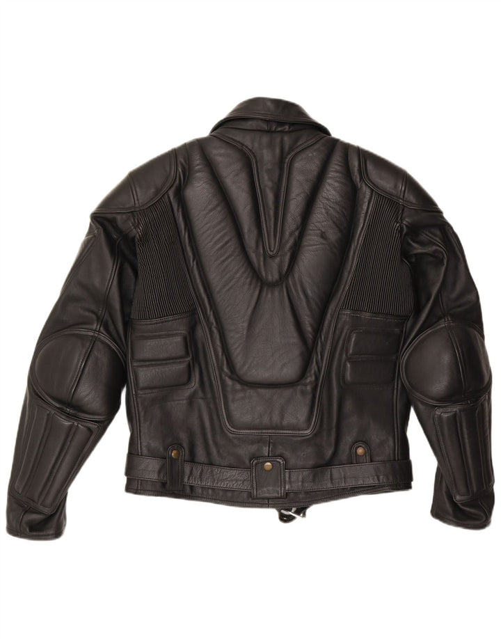 Giacca da motociclista in pelle da uomo vintage UK 38 Pelle nera media