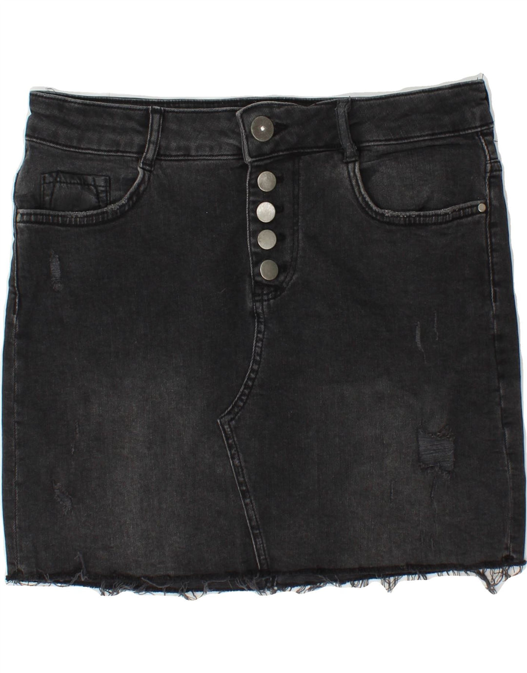 ZARA Womens Distressed Denim Skirt Medium W30 Grey Cotton Vintage Zara and Second-Hand Zara from Messina Hembry 