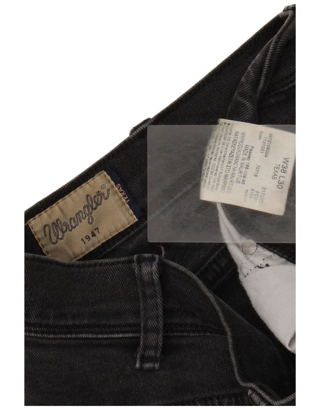 Jeans dritti da uomo Texas WRANGLER W38 L30 cotone nero