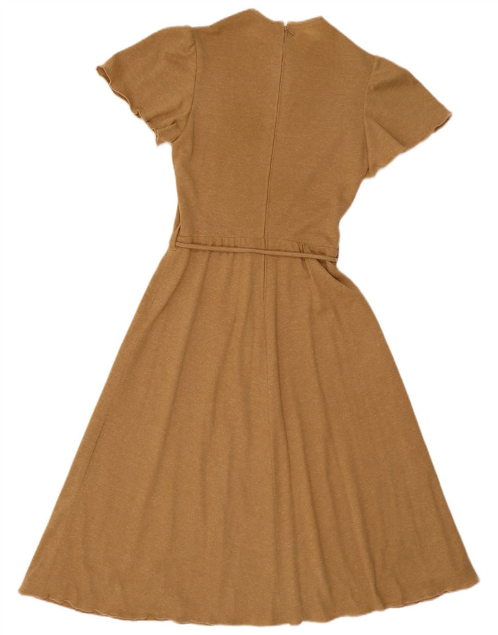 Abito a trapezio da donna vintage IT 38 XS Poliestere beige