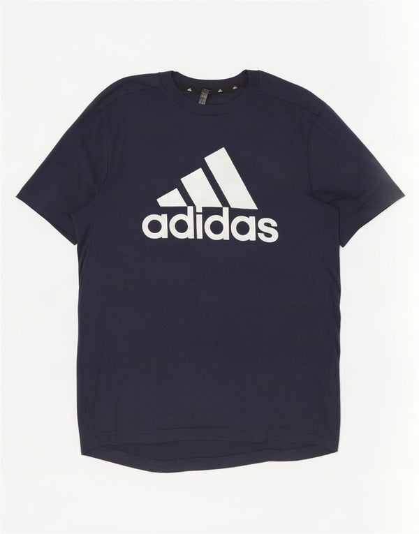 Maglietta grafica Adidas Aeroready da uomo, piccola, in poliestere blu navy