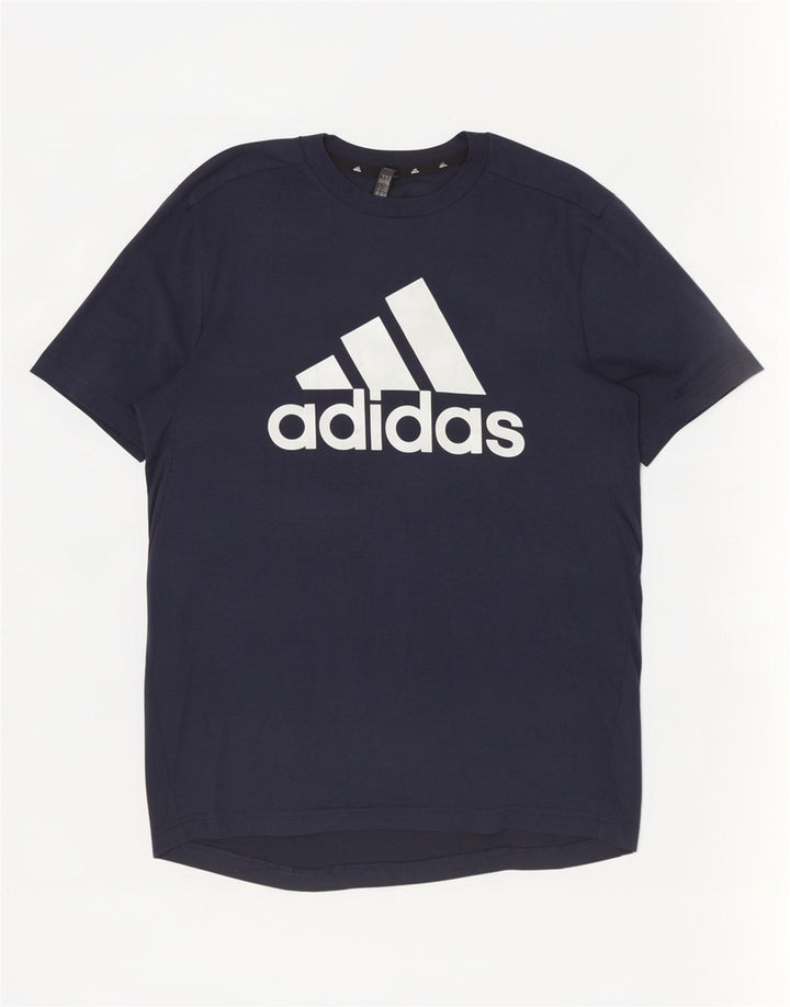 Maglietta grafica Adidas Aeroready da uomo, piccola, in poliestere blu navy