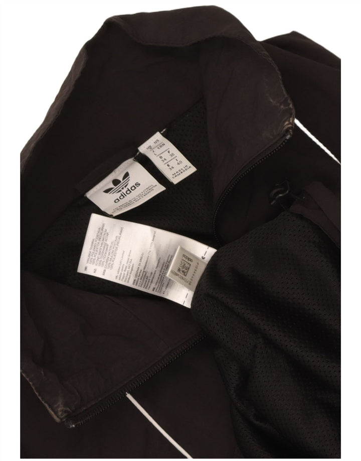 Giacca da ginnastica grafica da donna Adidas UK 8 Small nera in poliammide