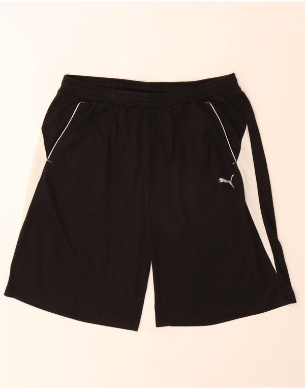 Pantaloncini sportivi da uomo Puma Large neri in poliestere color block