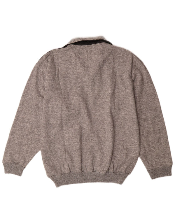 VINTAGE Felpa da uomo con collo alto Maglione grande in cotone color block grigio