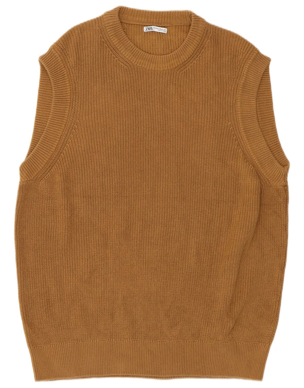 Canottiera da uomo Zara Canottiera piccola in cotone marrone