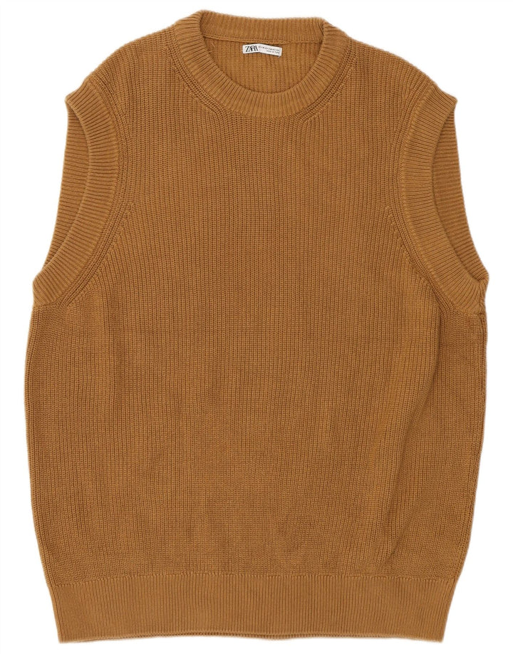 Canottiera da uomo Zara Canottiera piccola in cotone marrone
