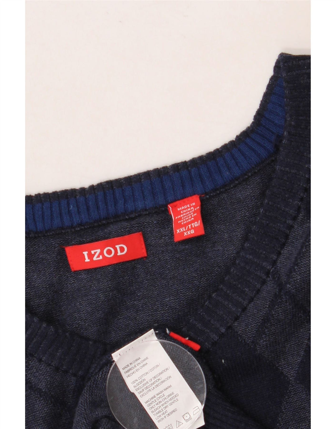 Canotta da uomo IZOD 2XL blu navy a rombi/cotone diamante