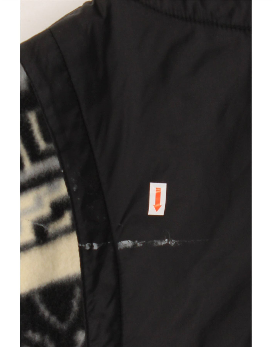 VINTAGE Mens Fleece Jacket UK 42 XL Black Fair Isle Polyester