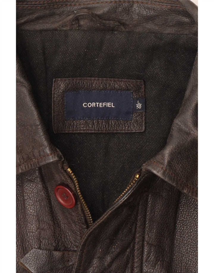 Giacca in pelle da uomo Cortefiel IT 50 Large Marrone Classica