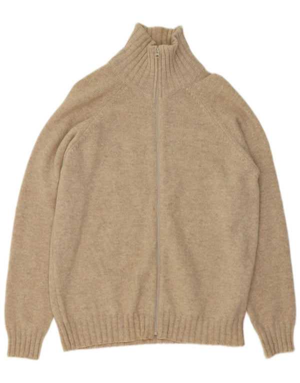 Maglione cardigan da uomo Zara grande in lana beige