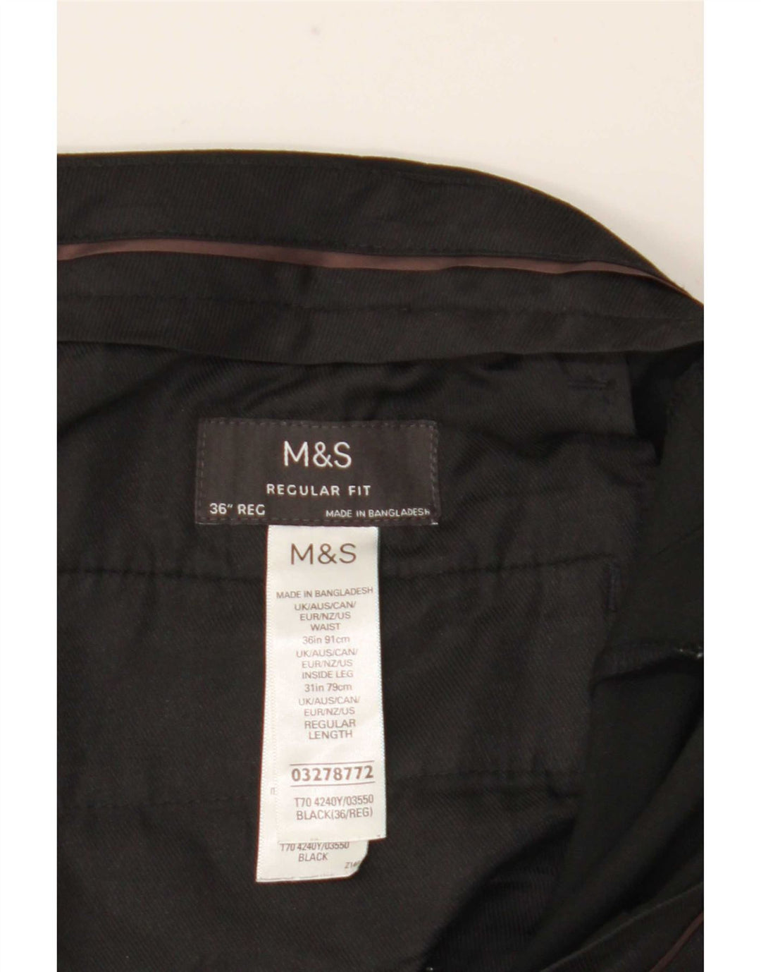 Pantaloni da abito dritti da uomo Marks & Spencer vestibilità regolare W36 L31 neri