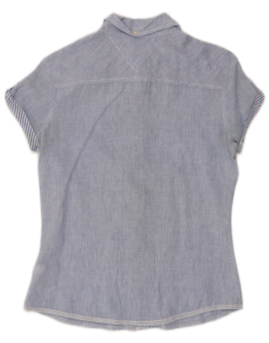 TOMMY HILFIGER Camicia a maniche corte da donna Camicetta UK 6 XS Lino a righe blu
