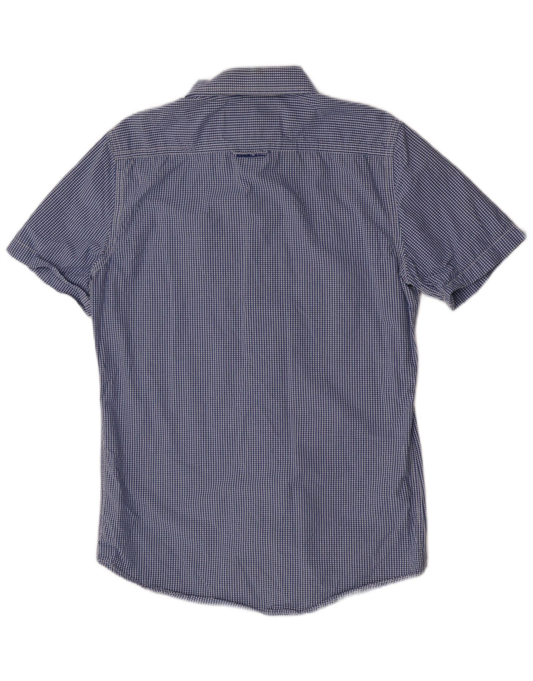 Camicia a maniche corte da uomo Superdry in cotone a quadretti blu medio