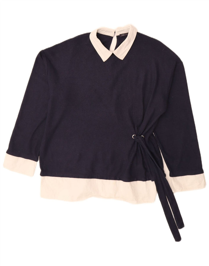 Maglione maglione collo alto da donna Marks & Spencer UK 12 medio blu navy