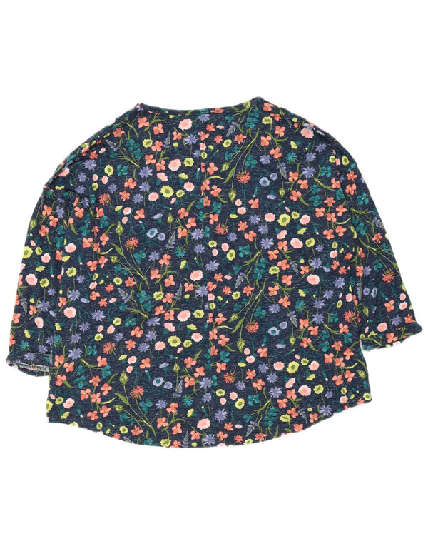 Marks & Spencer Top da donna manica 3/4 UK 22 3XL Poliestere floreale blu navy