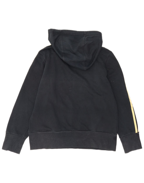 Felpa con cappuccio grafica da donna Adidas UK 16/18 Large in cotone blu navy