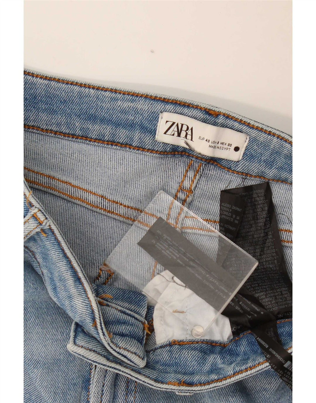Jeans slim effetto consumato a vita alta da donna Zara EU 40 medio W30 L29 blu