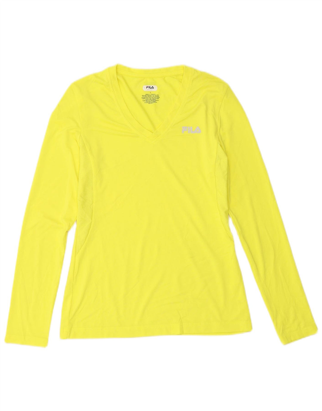 Fila Donna Top Manica Lunga UK 10 Small Giallo Poliestere