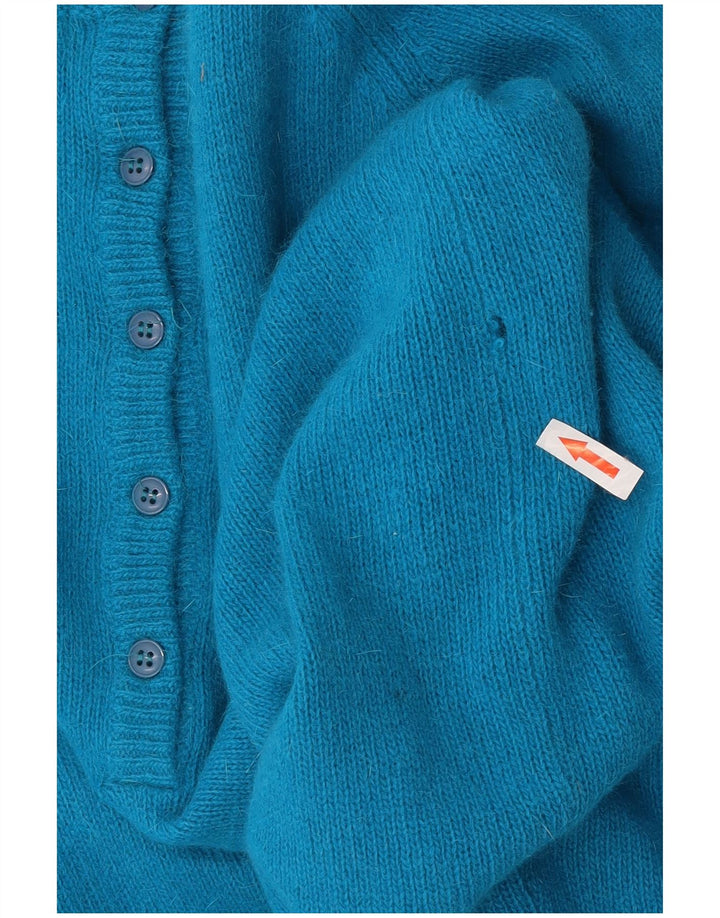 Maglione maglione girocollo oversize da donna vintage con linea lunga UK 10 piccolo blu