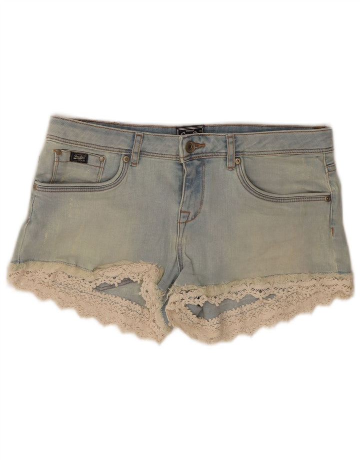 Pantaloncini di jeans da donna Superdry W28 cotone blu medio