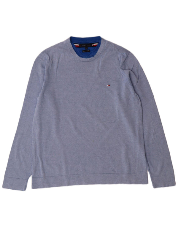 TOMMY HILFIGER Maglione maglione girocollo da uomo in cotone blu medio