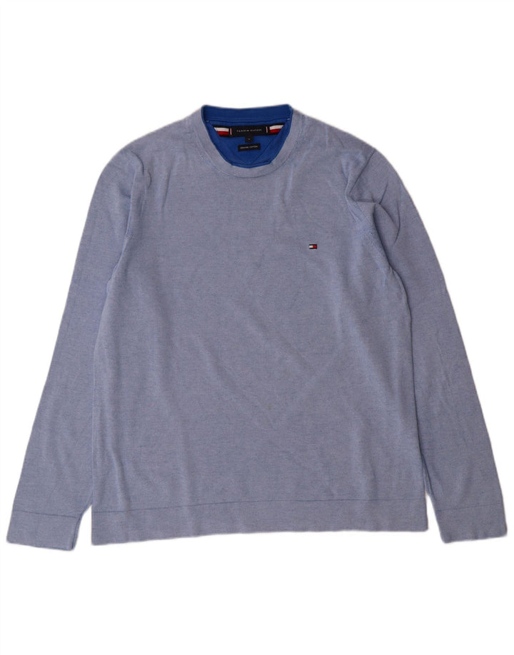 TOMMY HILFIGER Maglione maglione girocollo da uomo in cotone blu medio