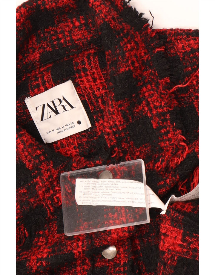 Camicia oversize da donna Zara Oversize UK 14 Acrilico pied de poule rosso medio