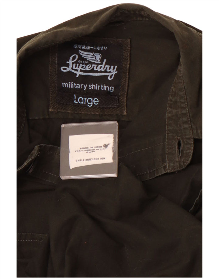 Camicia militare da uomo SUPERDRY grande cotone kaki