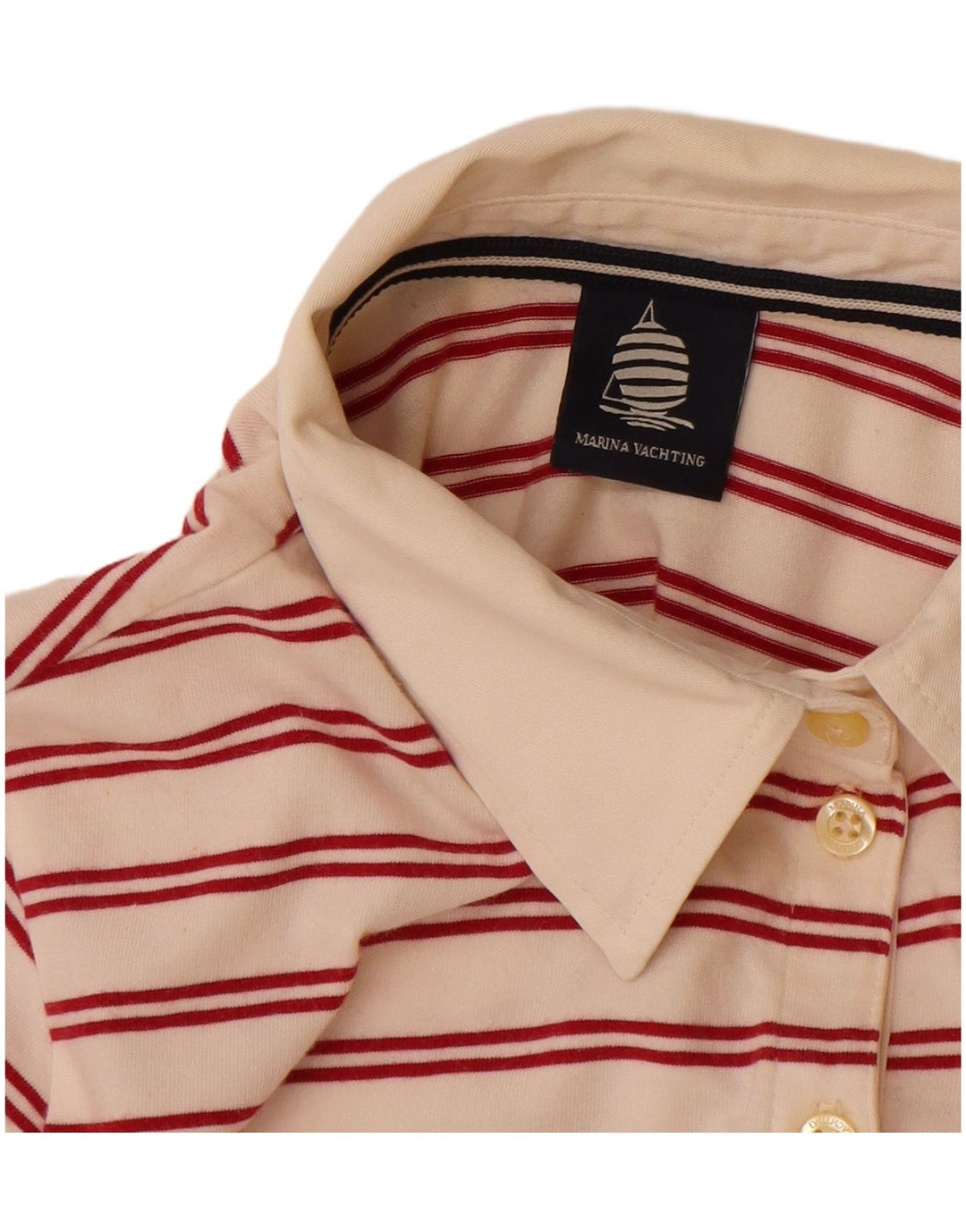 Polo da rugby da donna MARINA YACHTING UK 12 media a righe bianco sporco