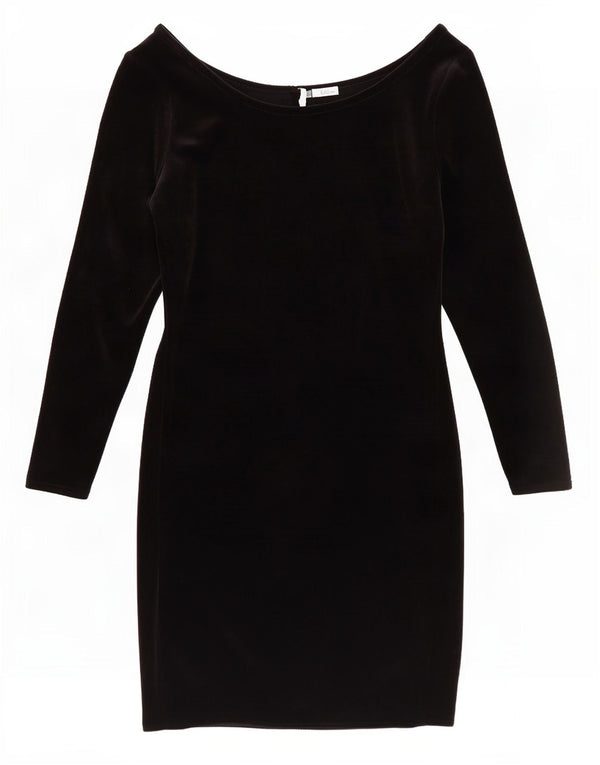 Abito aderente in velluto a maniche lunghe da donna Charlotte Halton UK 10 piccolo nero