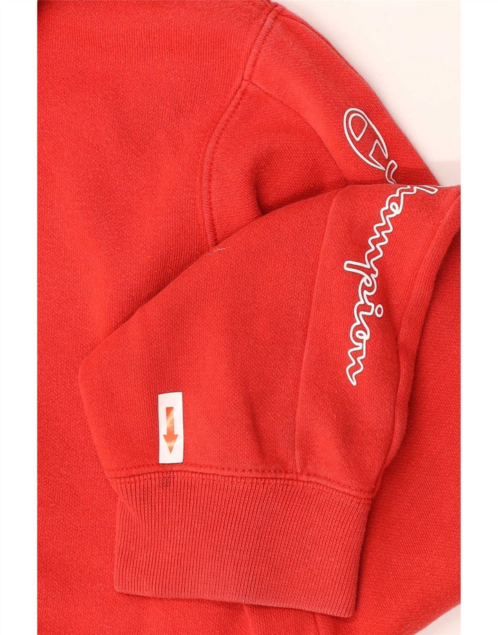 Maglione con cappuccio grafico da uomo Champion in cotone rosso medio